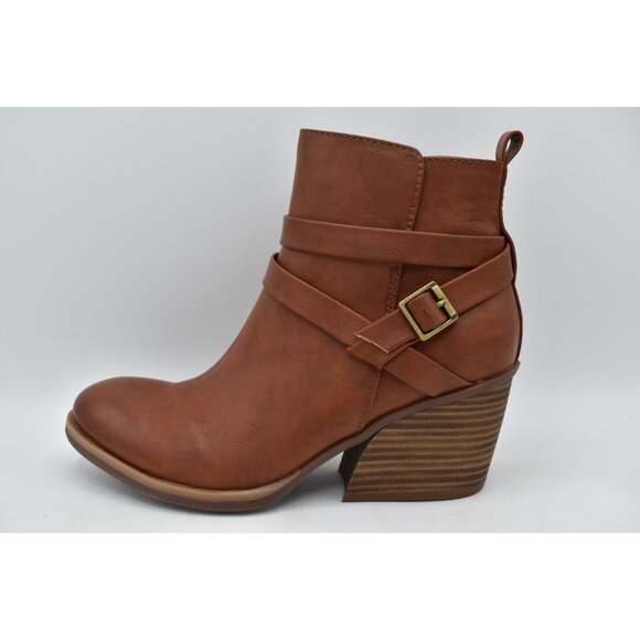 Korks by Kork Ease Womens Size 8.5 Heidi Block Heel Tan PU Zip Booties Boots - Picture 7 of 10